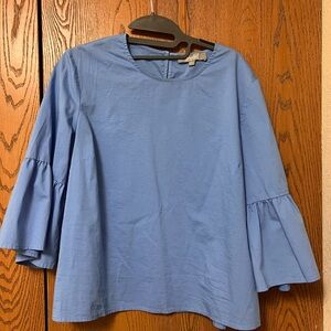 Marked Blue Bell Sleeves Women's Top Shirt Blouse Size Large